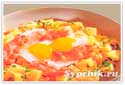 Вторые блюда рецепты с фото - Яйца с картофелем и ветчиной